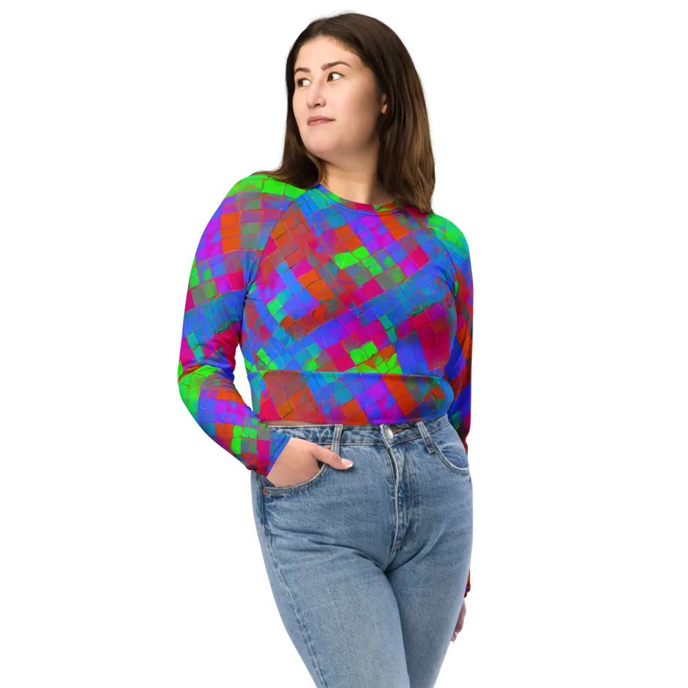 Chromatic Tapestry on Long Sleeve Crop Top — Front