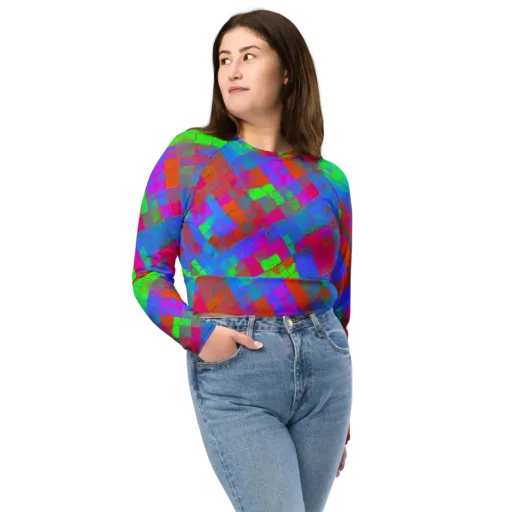 Chromatic Tapestry on a Long Sleeve Crop Top