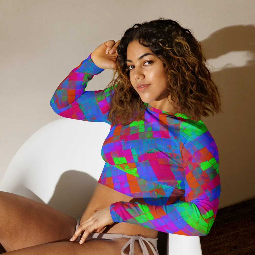 Chromatic Tapestry on Long Sleeve Crop Top — Left Front