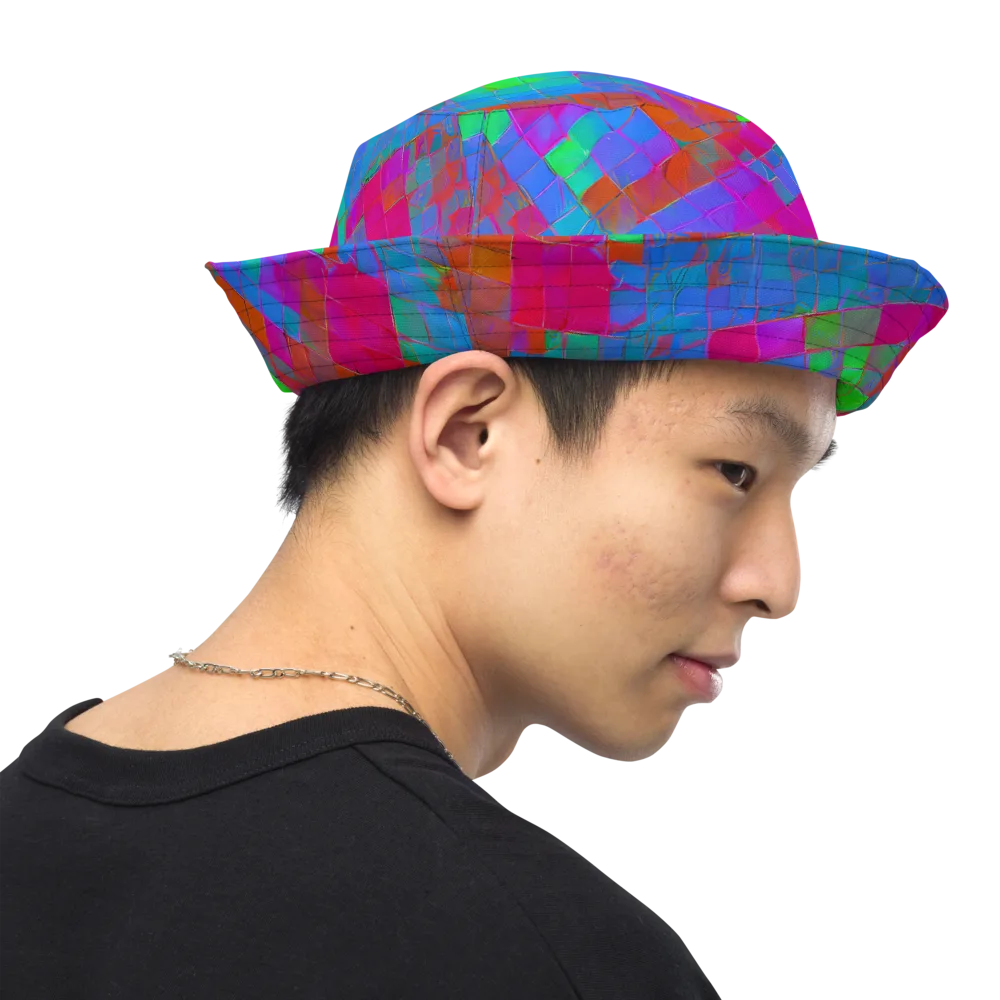 Chromatic Tapestry on Reversible Bucket Hat — Right Outside