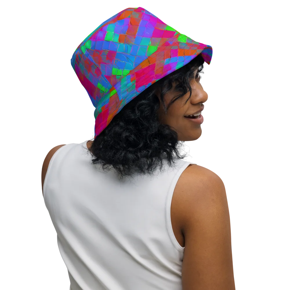 Chromatic Tapestry on Reversible Bucket Hat — Right Outside