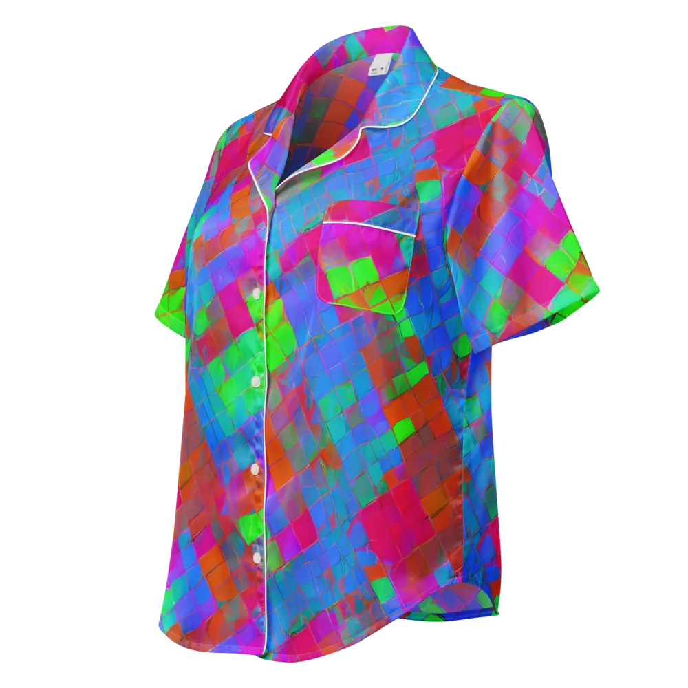 Chromatic Tapestry on Women's Short Sleeve Pajama Top — Left Front