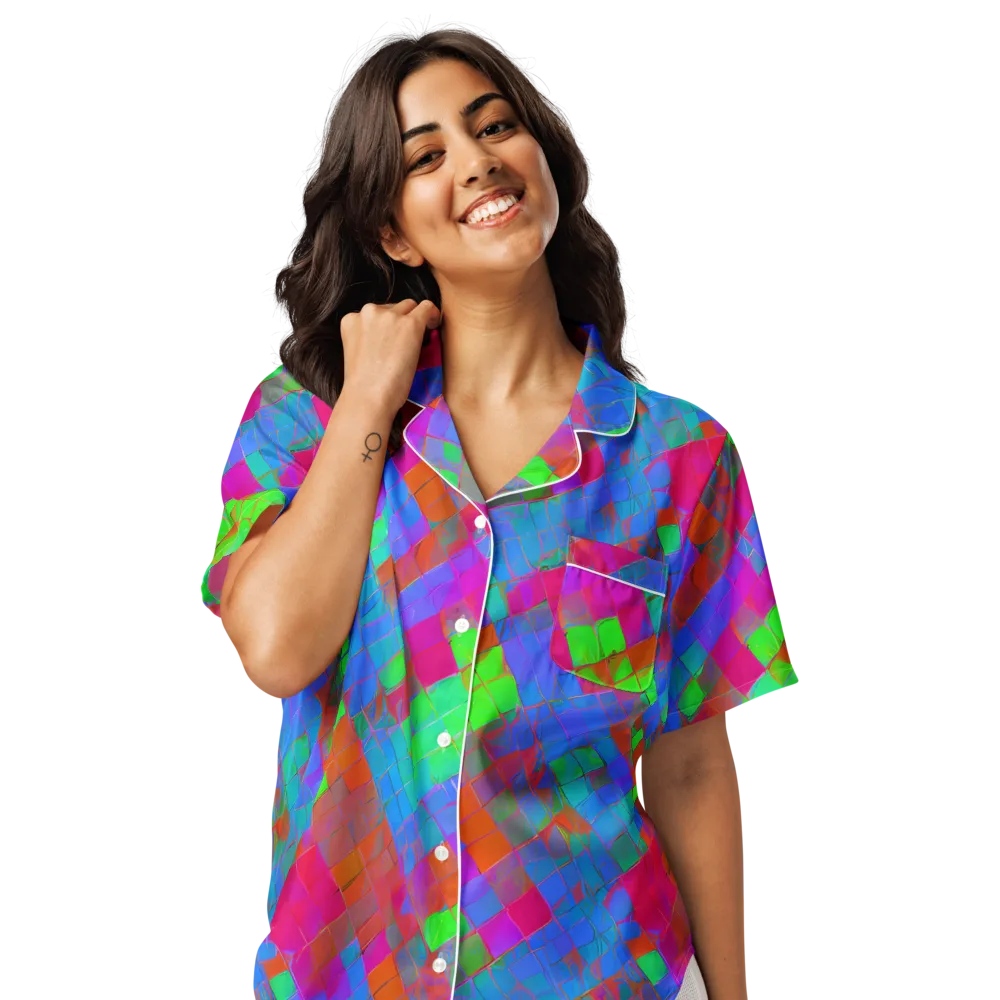 Chromatic Tapestry on Women's Short Sleeve Pajama Top — Front