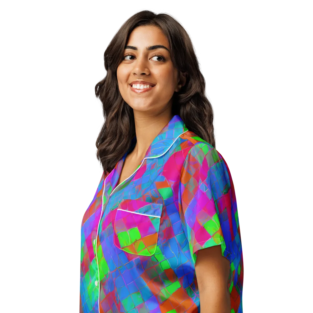Chromatic Tapestry on Women's Short Sleeve Pajama Top — Left Front
