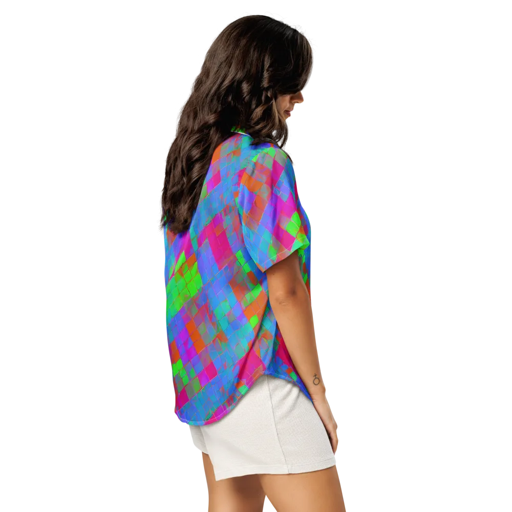 Chromatic Tapestry on Women's Short Sleeve Pajama Top — Right Back