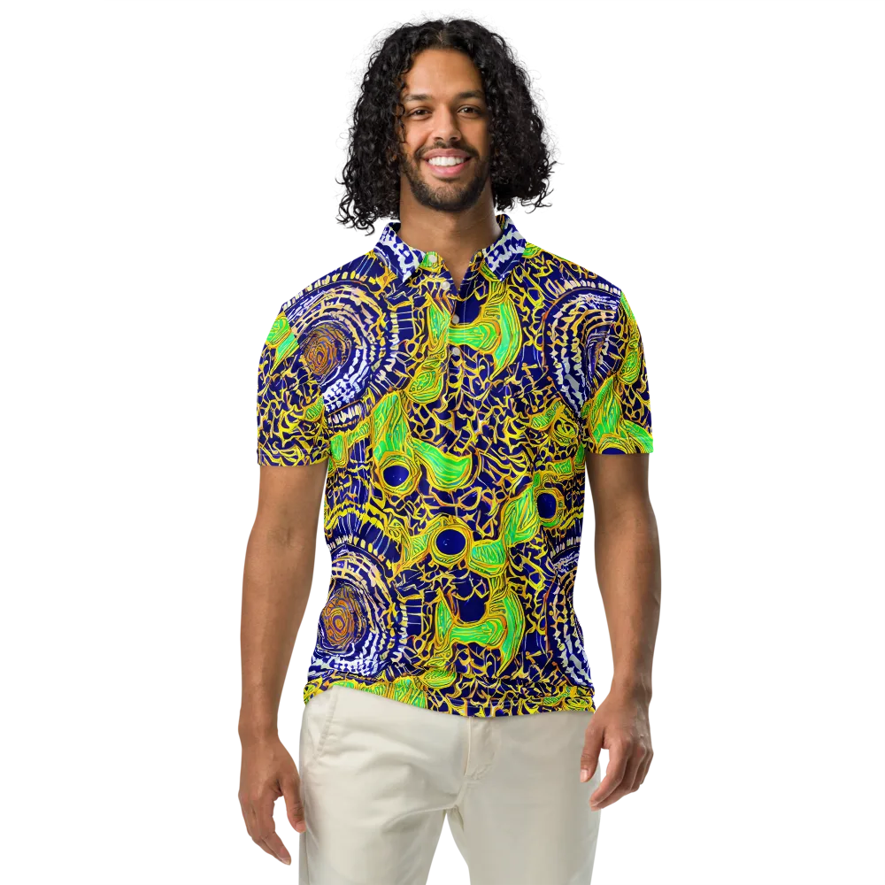Cobalt Plumage on Men's Slim Fit Polo Shirt — Front