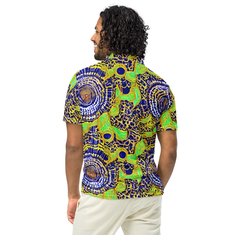 Cobalt Plumage on Men's Slim Fit Polo Shirt — Back