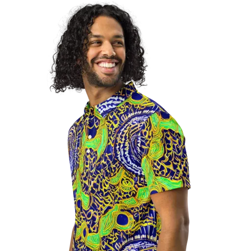 Cobalt Plumage on a Men's Slim Fit Polo Shirt