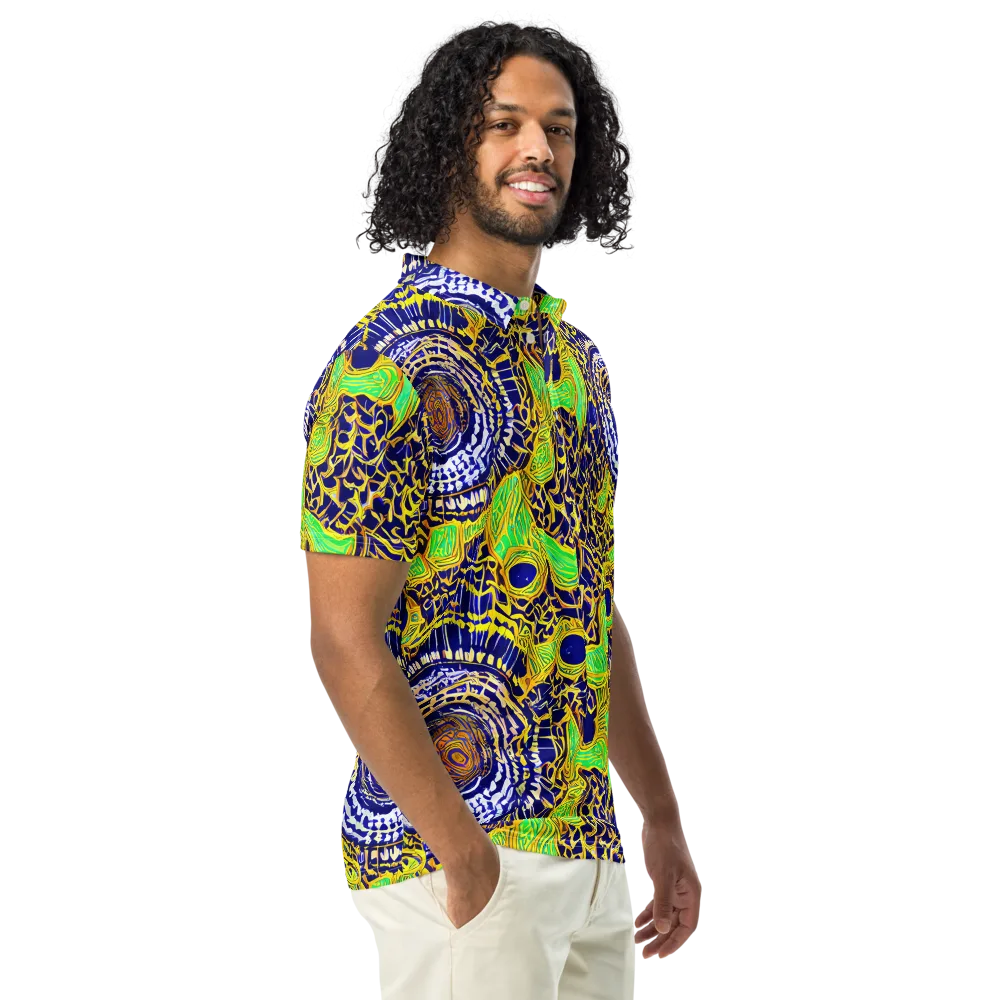 Cobalt Plumage on Men's Slim Fit Polo Shirt — Right Front