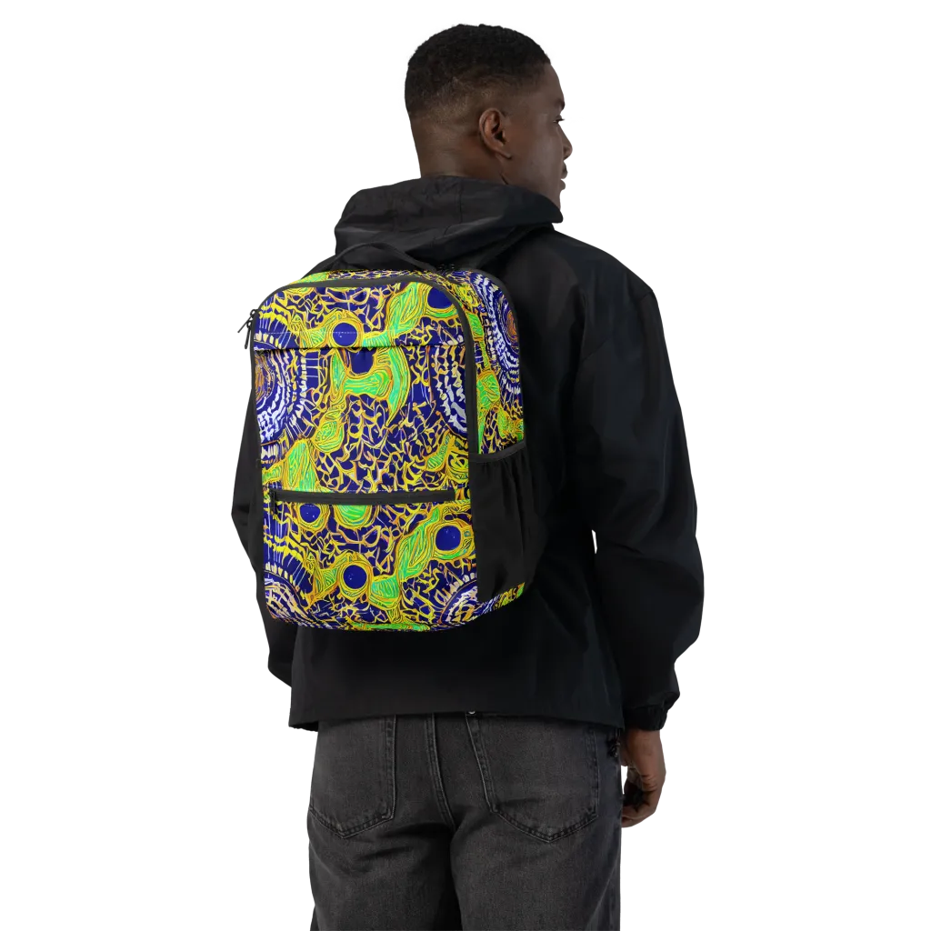 Cobalt Plumage on Utility Backpack — Back