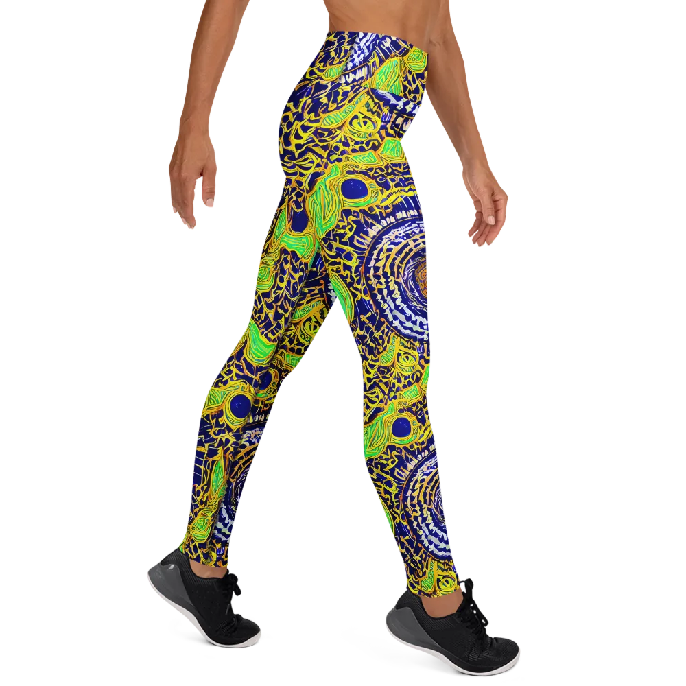 Cobalt Plumage on Yoga Leggings — Right