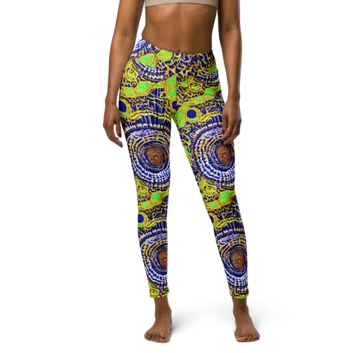 Cobalt Plumage on a Yoga Leggings