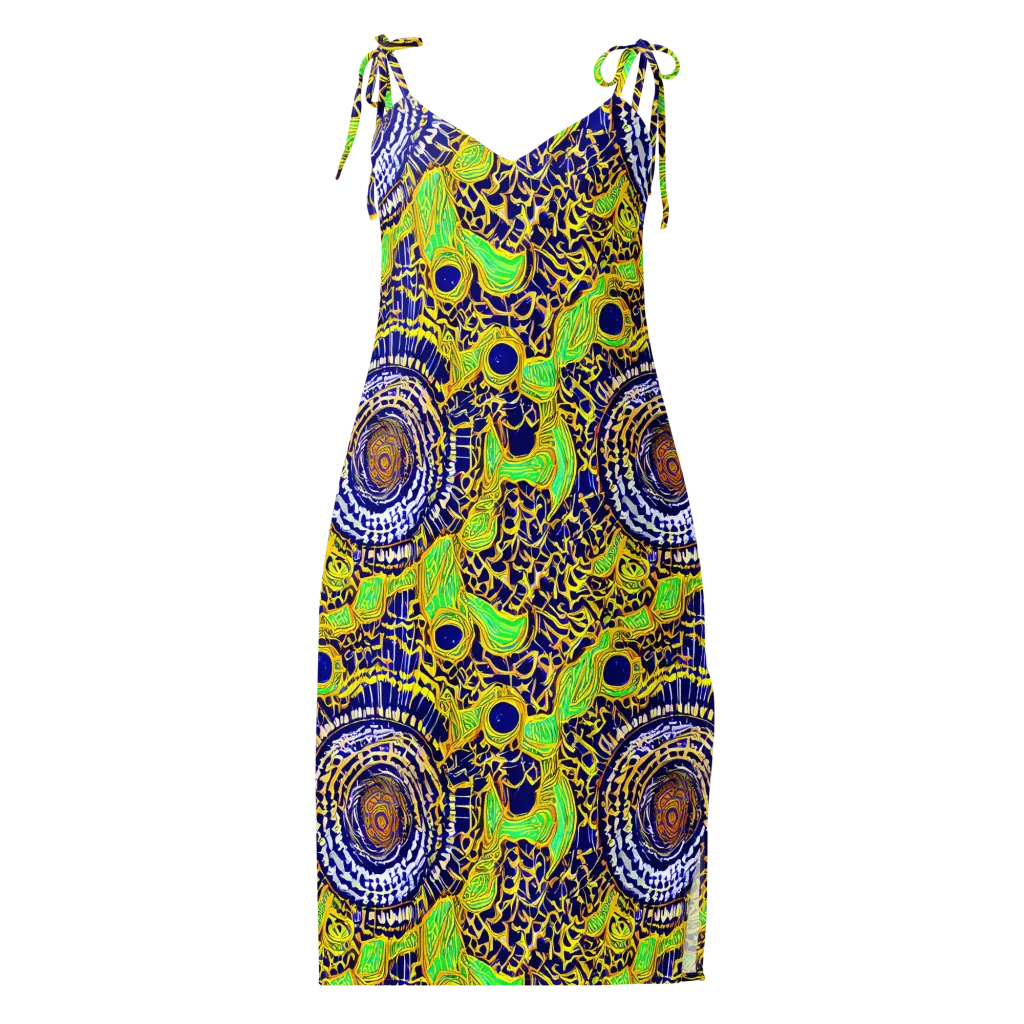 Cobalt Plumage on Slip Dress — Front