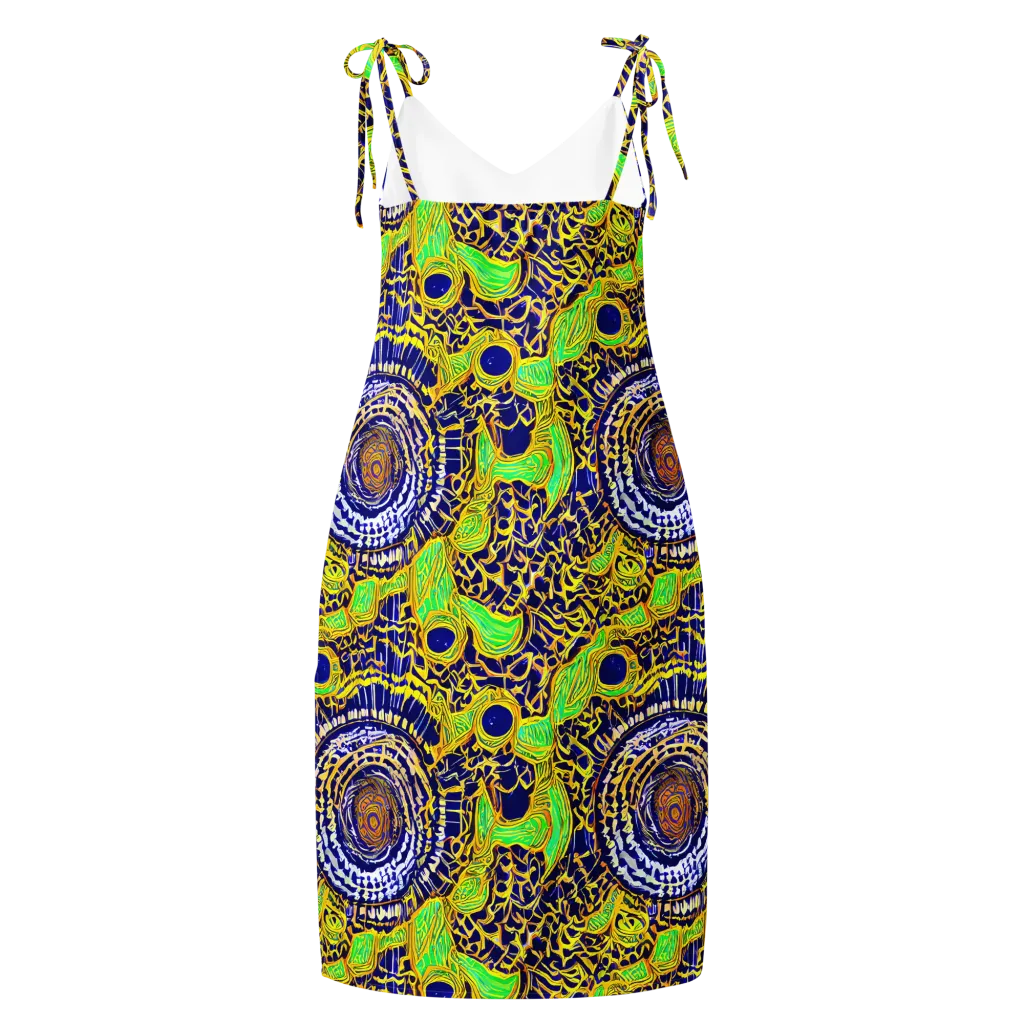 Cobalt Plumage on Slip Dress — Back
