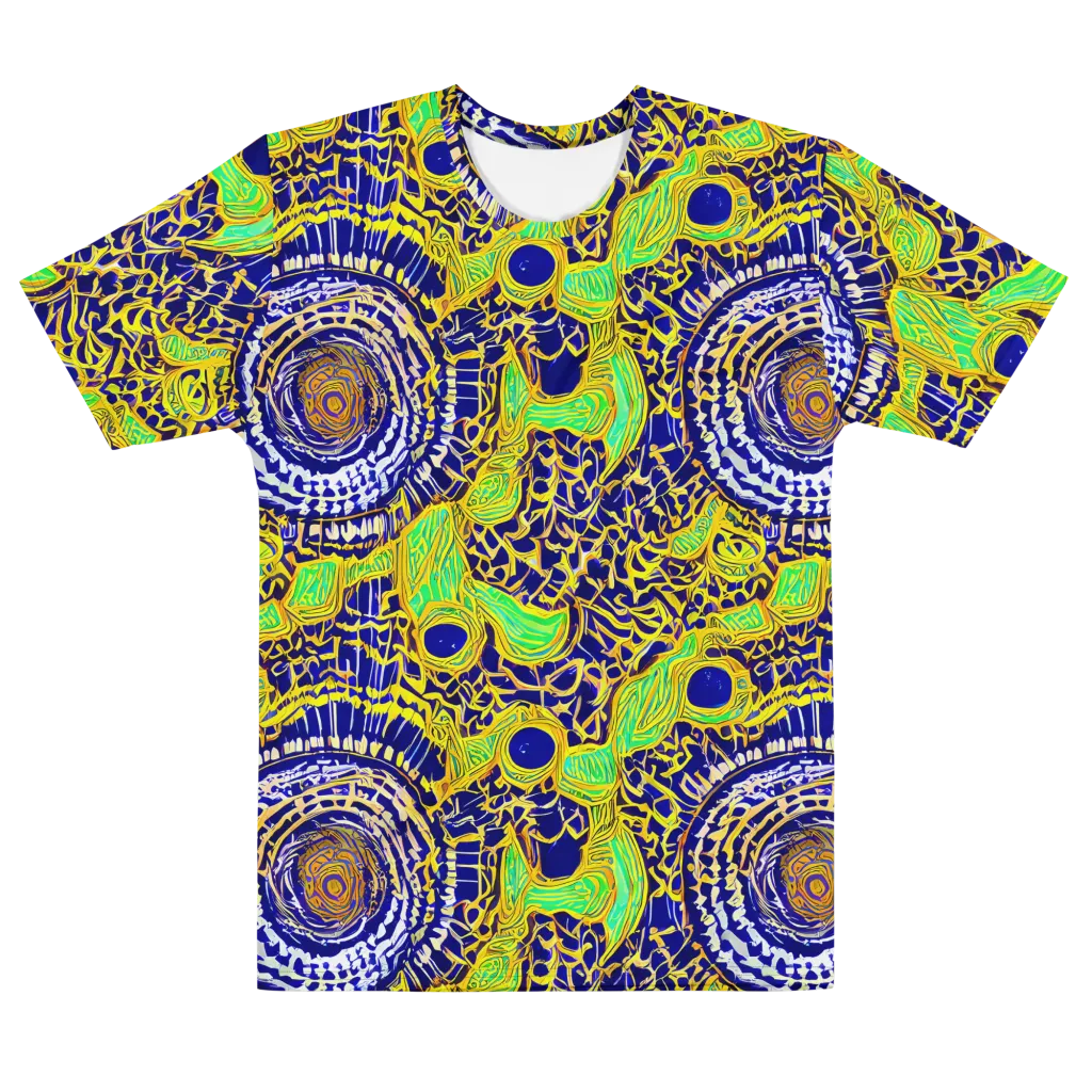 Cobalt Plumage on Men's Cotton Crew Neck T-Shirt — Front