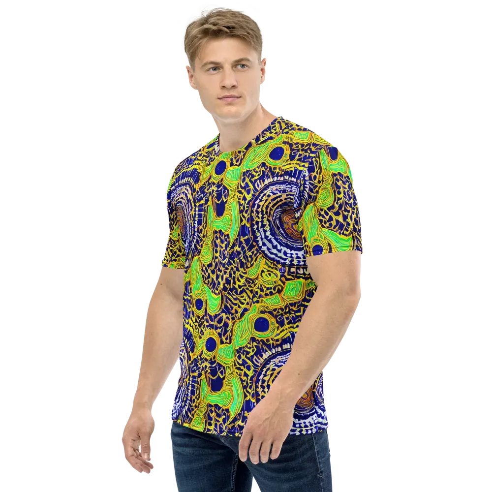 Cobalt Plumage on Men's Crew Neck T-Shirt — Left