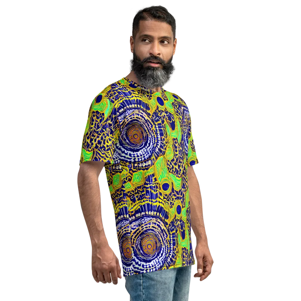 Cobalt Plumage on Men's Crew Neck T-Shirt — Right