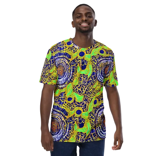 Cobalt Plumage on a Men's Crew Neck T-Shirt
