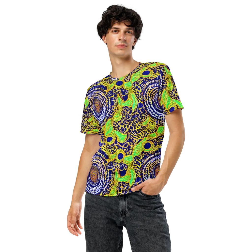 Cobalt Plumage on Men's Crew Neck T-Shirt — Front