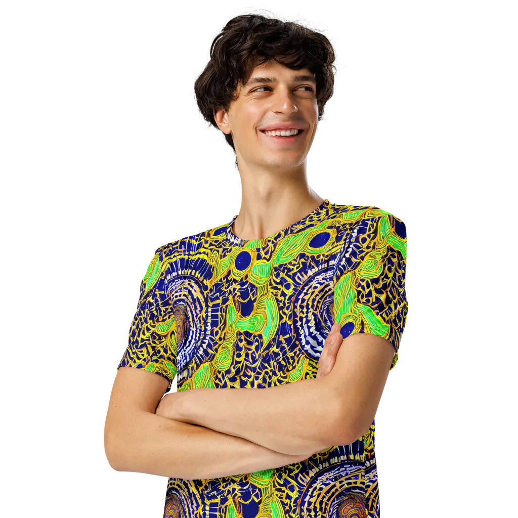 Cobalt Plumage on Men's Crew Neck T-Shirt — Left Front