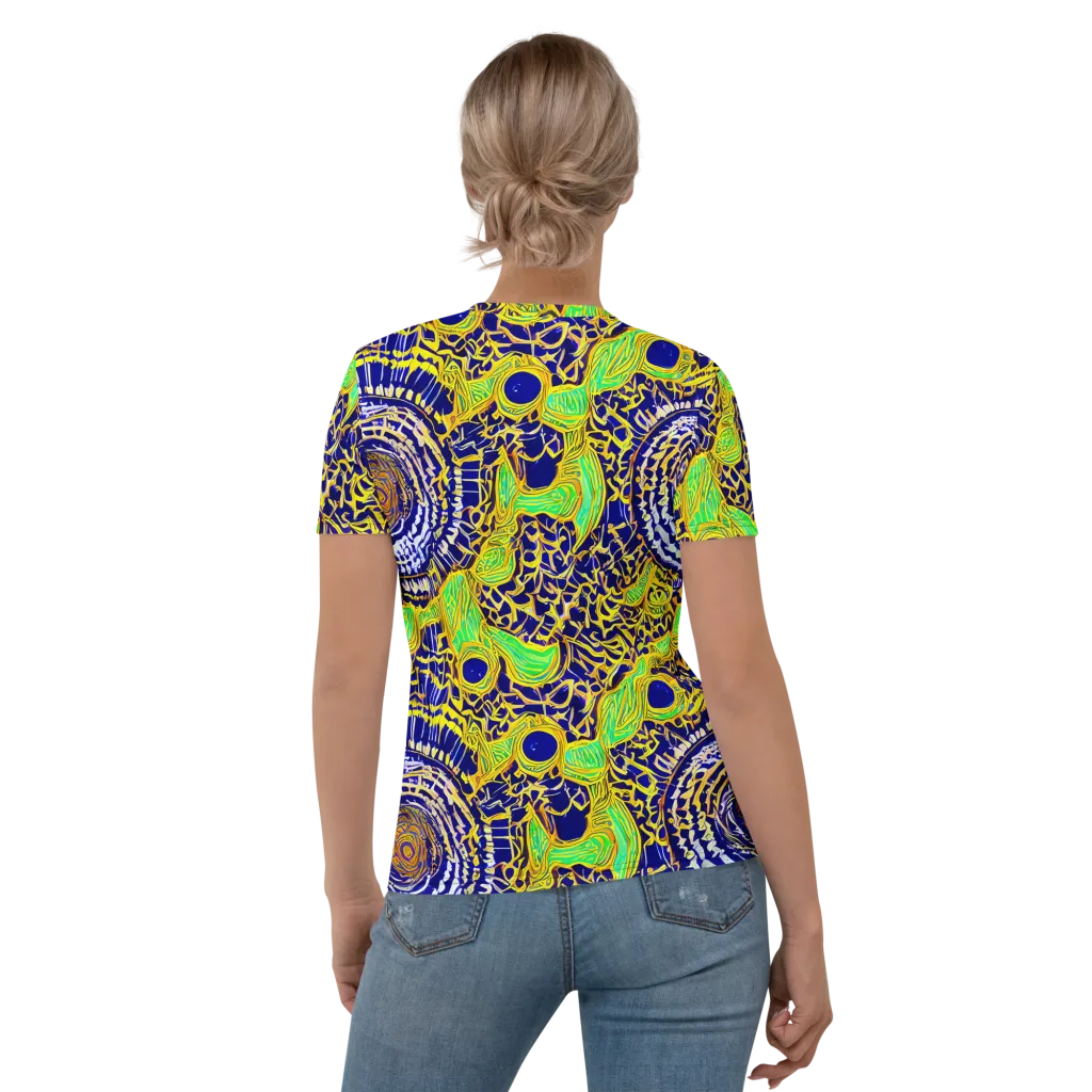 Cobalt Plumage on Women's Crew Neck T-Shirt — Back