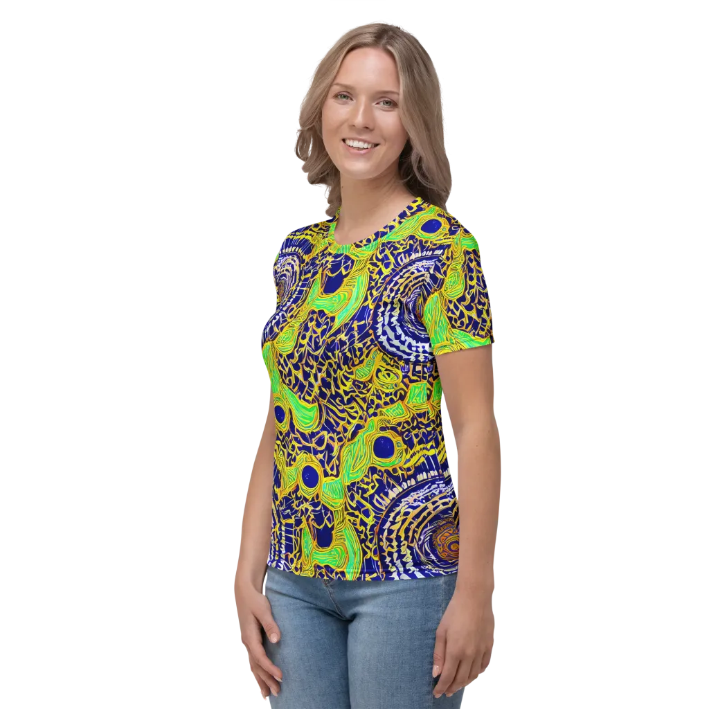 Cobalt Plumage on Women's Crew Neck T-Shirt — Left