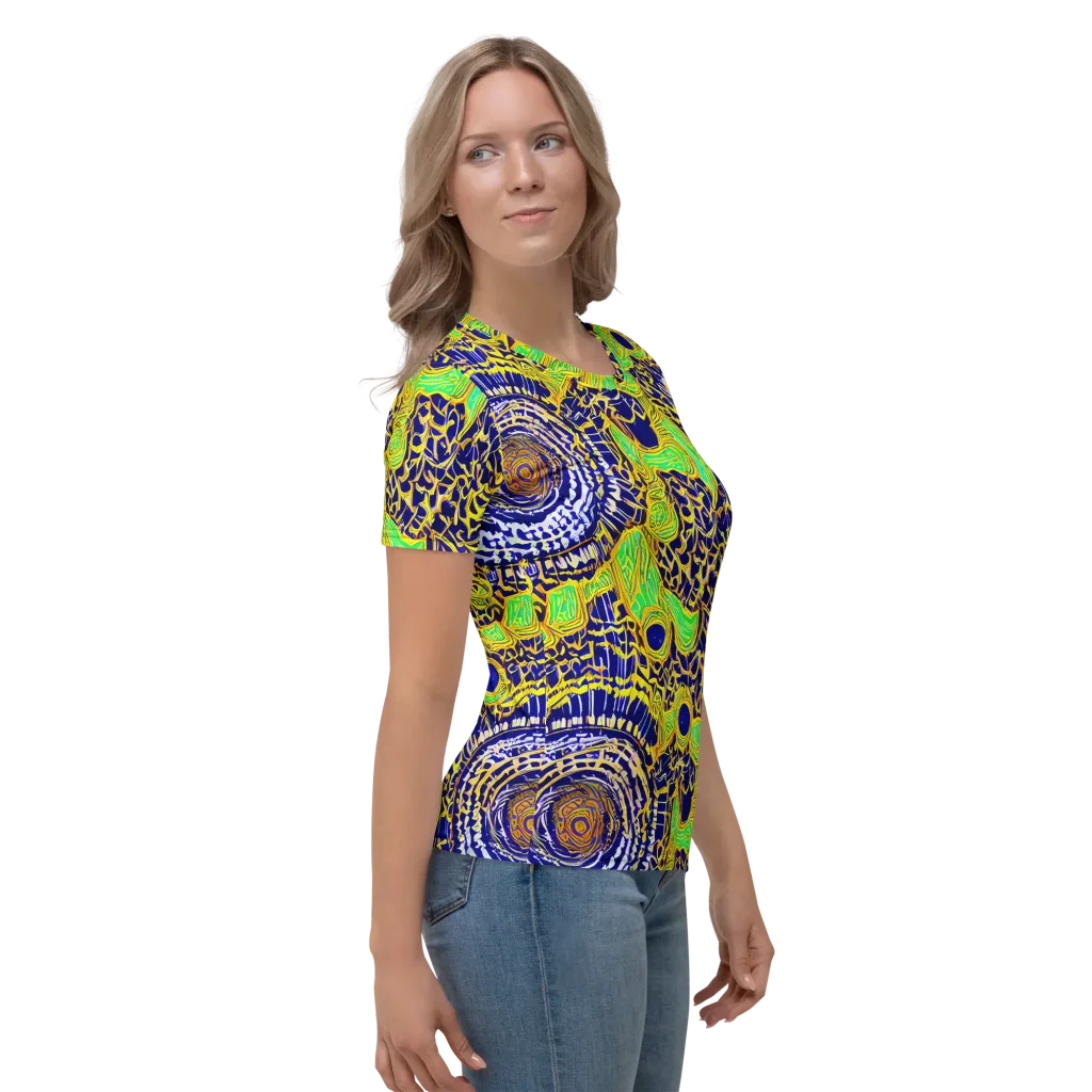 Cobalt Plumage on Women's Crew Neck T-Shirt — Right