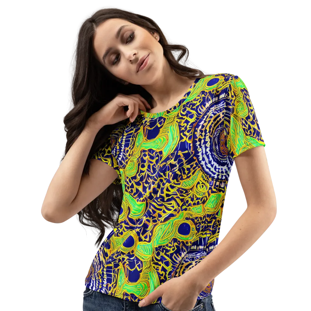 Cobalt Plumage on Women's Crew Neck T-Shirt — Left Front