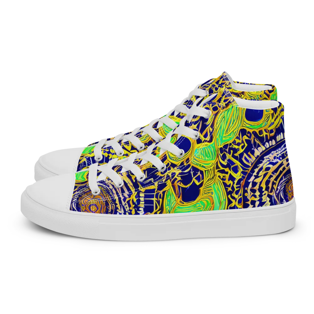 Cobalt Plumage on Women's High Top Canvas Shoes — Left