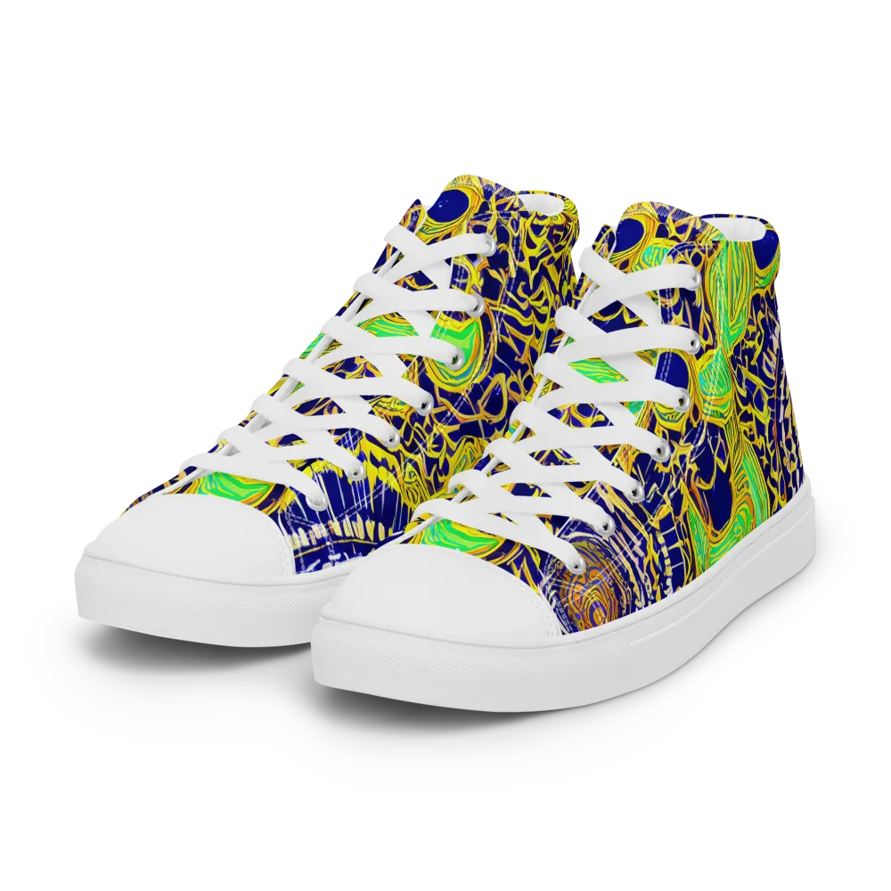 Cobalt Plumage on Women's High Top Canvas Shoes — Left Front