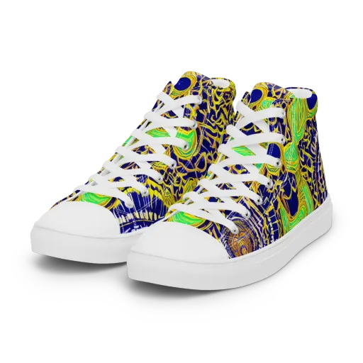 Cobalt Plumage on a Women's High Top Canvas Shoes