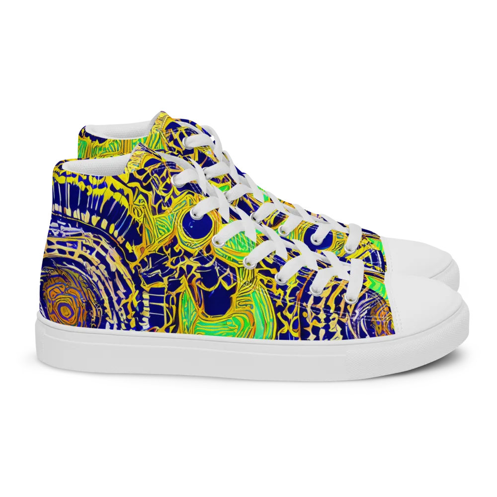 Cobalt Plumage on Women's High Top Canvas Shoes — Right