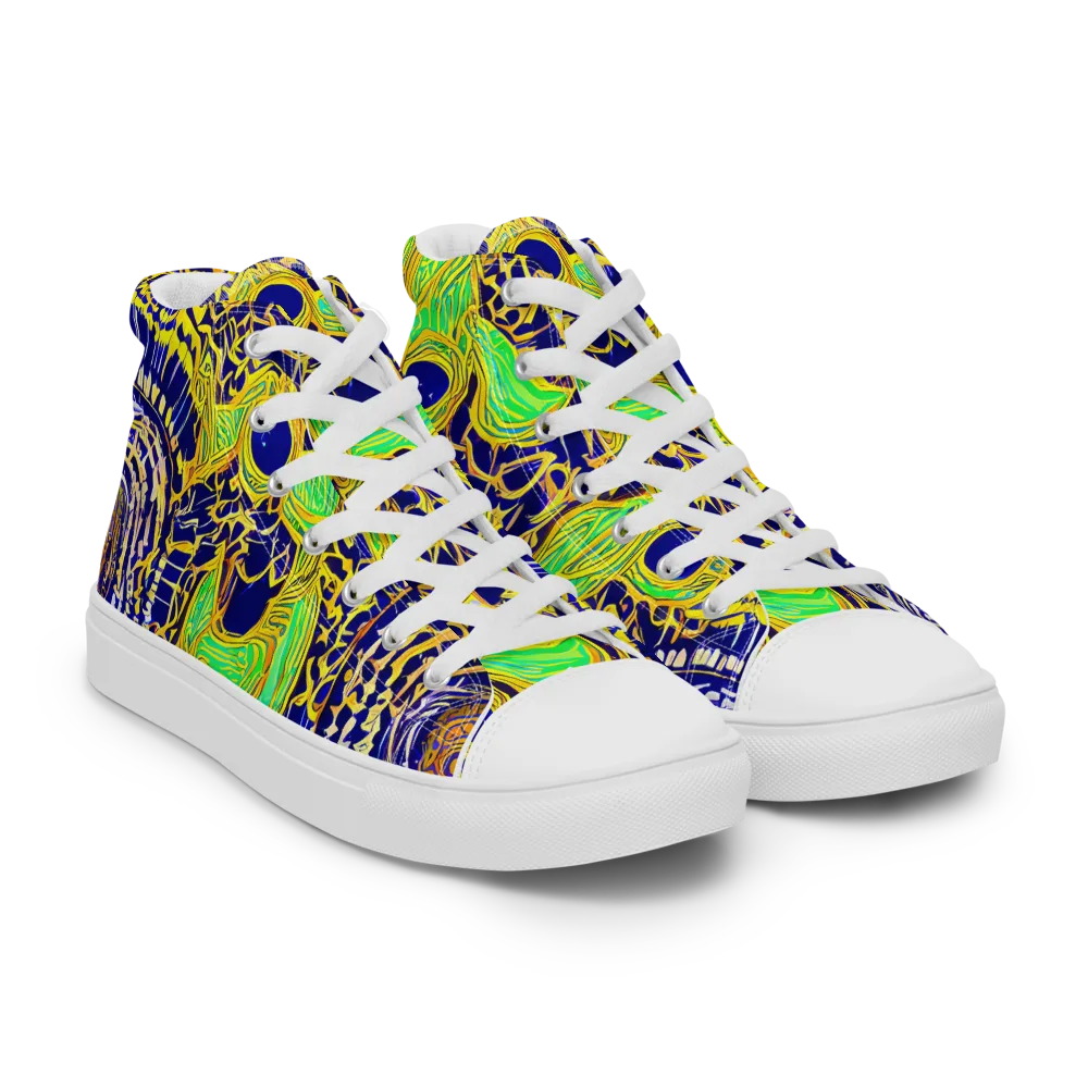 Cobalt Plumage on Women's High Top Canvas Shoes — Right Front