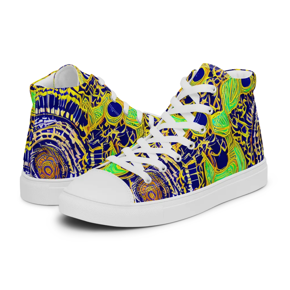 Cobalt Plumage on Women's High Top Canvas Shoes — Left