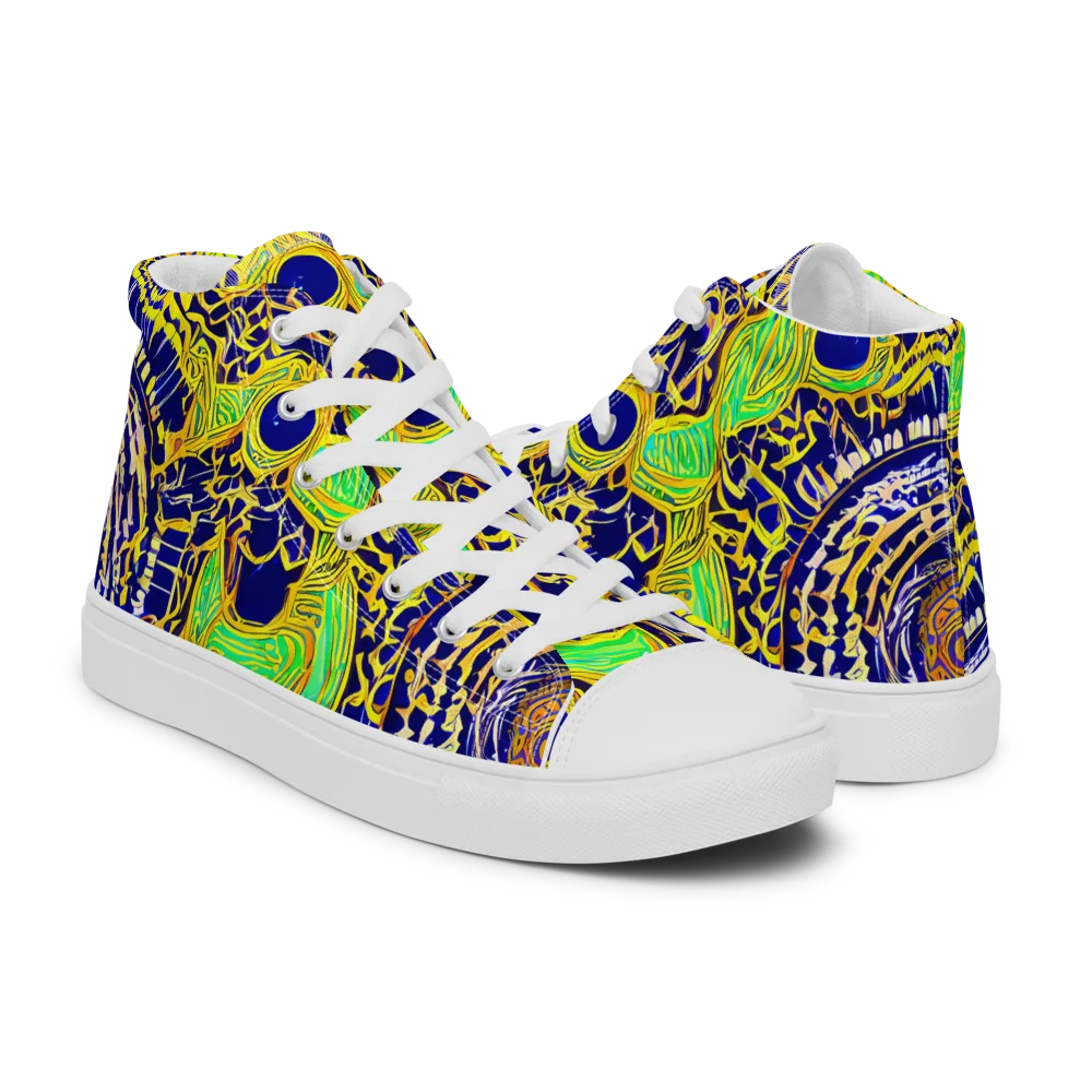 Cobalt Plumage on Women's High Top Canvas Shoes — Right