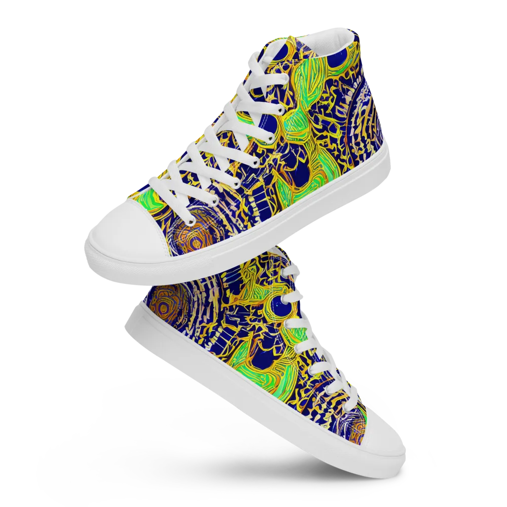 Cobalt Plumage on Women's High Top Canvas Shoes — Front