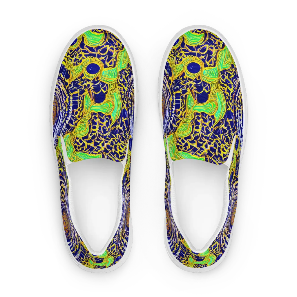 Cobalt Plumage on Men's Slip-On Canvas Shoes — Front