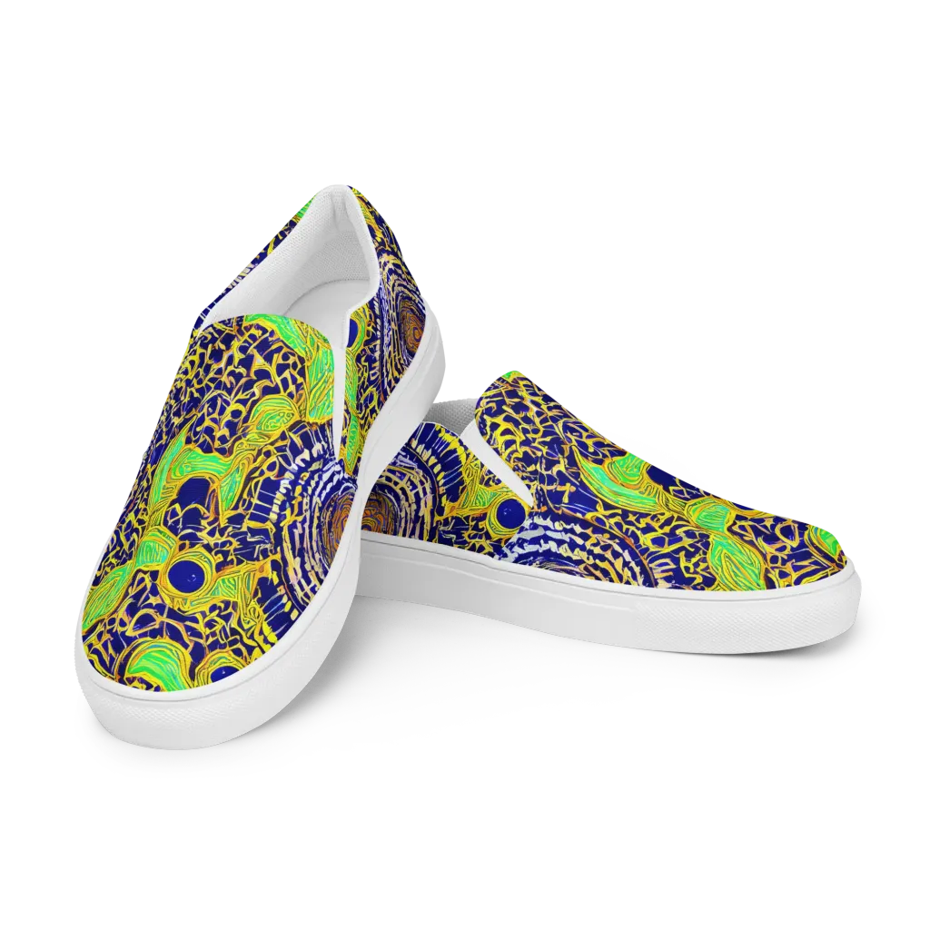 Cobalt Plumage on Men's Slip-On Canvas Shoes — Left Front