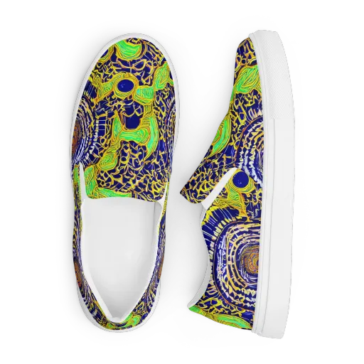 Cobalt Plumage on a Men's Slip-On Canvas Shoes
