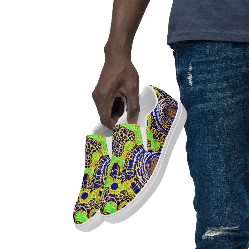 Cobalt Plumage on Men's Slip-On Canvas Shoes — Left Front