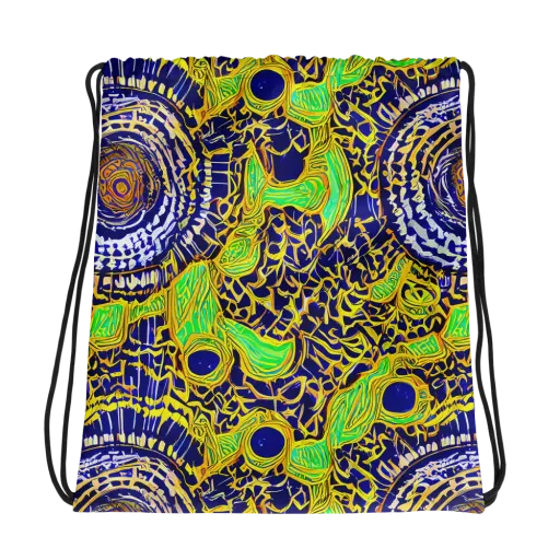 Cobalt Plumage on a Drawstring Bag