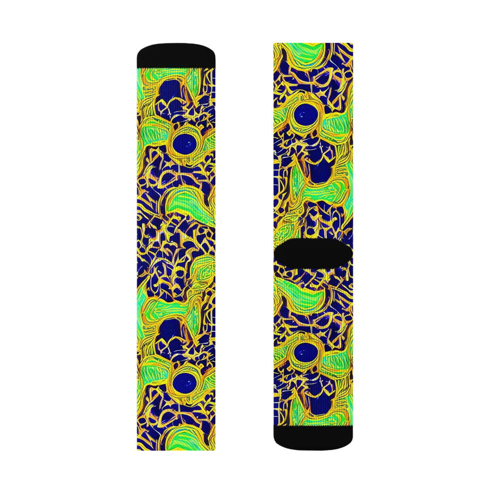 Cobalt Plumage on Socks — Left Sock