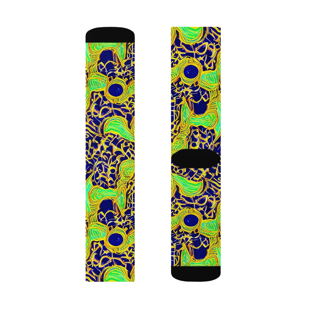 Cobalt Plumage on Socks — Right Sock
