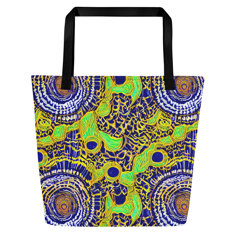 Cobalt Plumage on Large Tote Bag W/ Pocket — Front