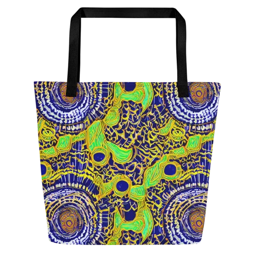 Cobalt Plumage on a Large Tote Bag W/ Pocket
