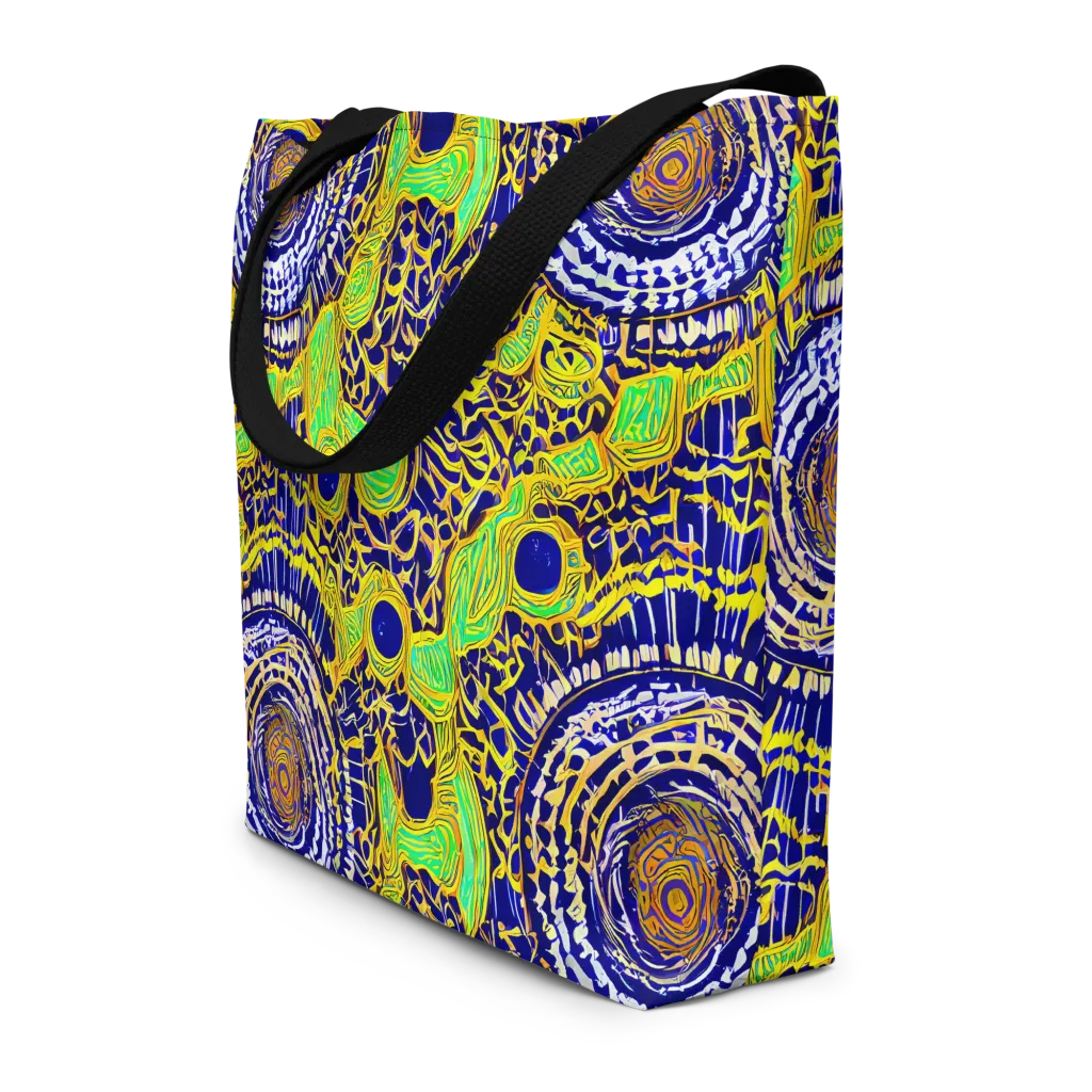 Cobalt Plumage on Large Tote Bag W/ Pocket — Front