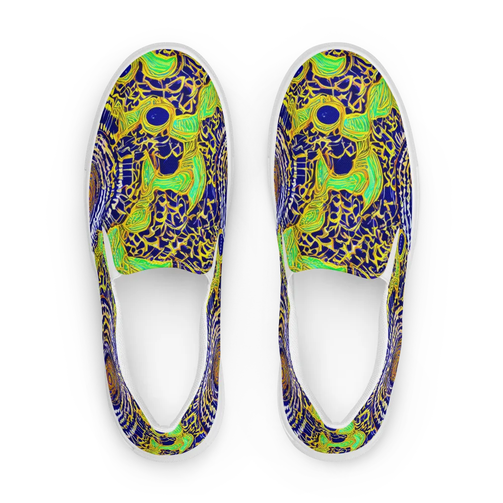 Cobalt Plumage on Women's Slip-On Canvas Shoes — Front