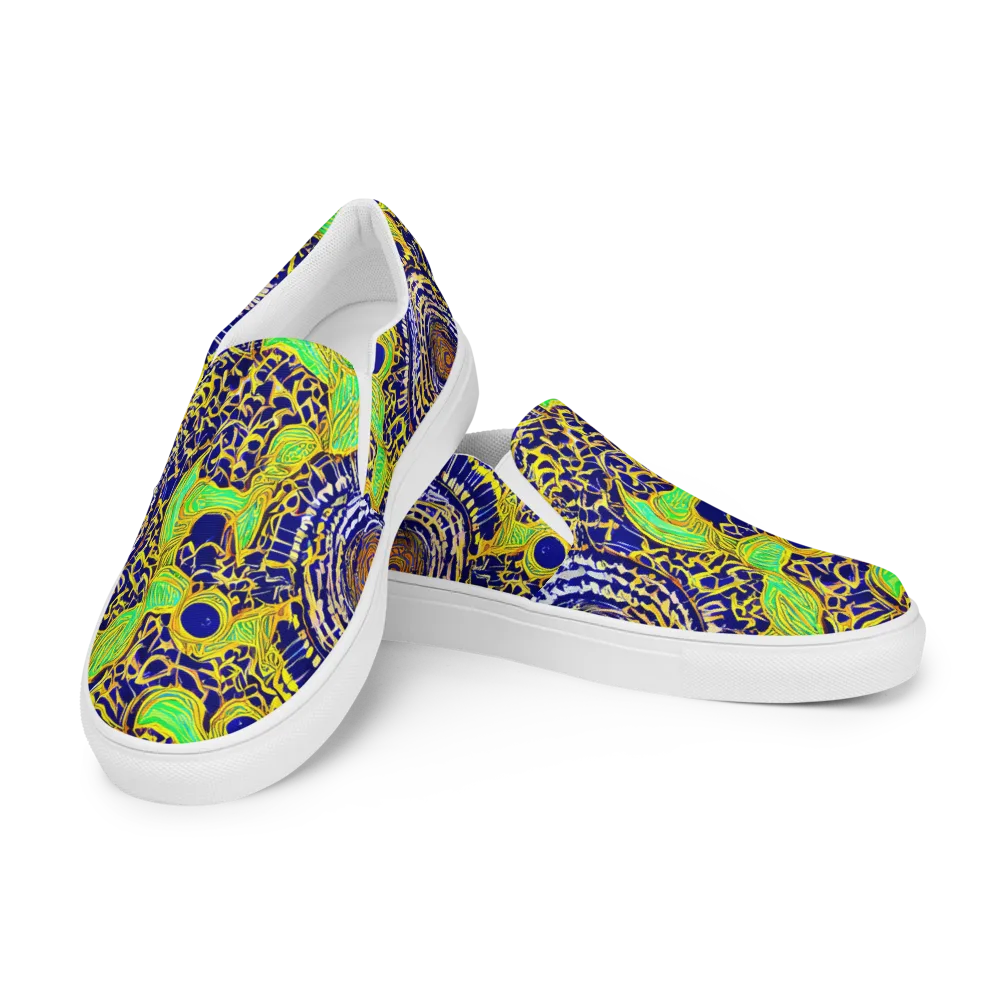 Cobalt Plumage on Women's Slip-On Canvas Shoes — Left Front