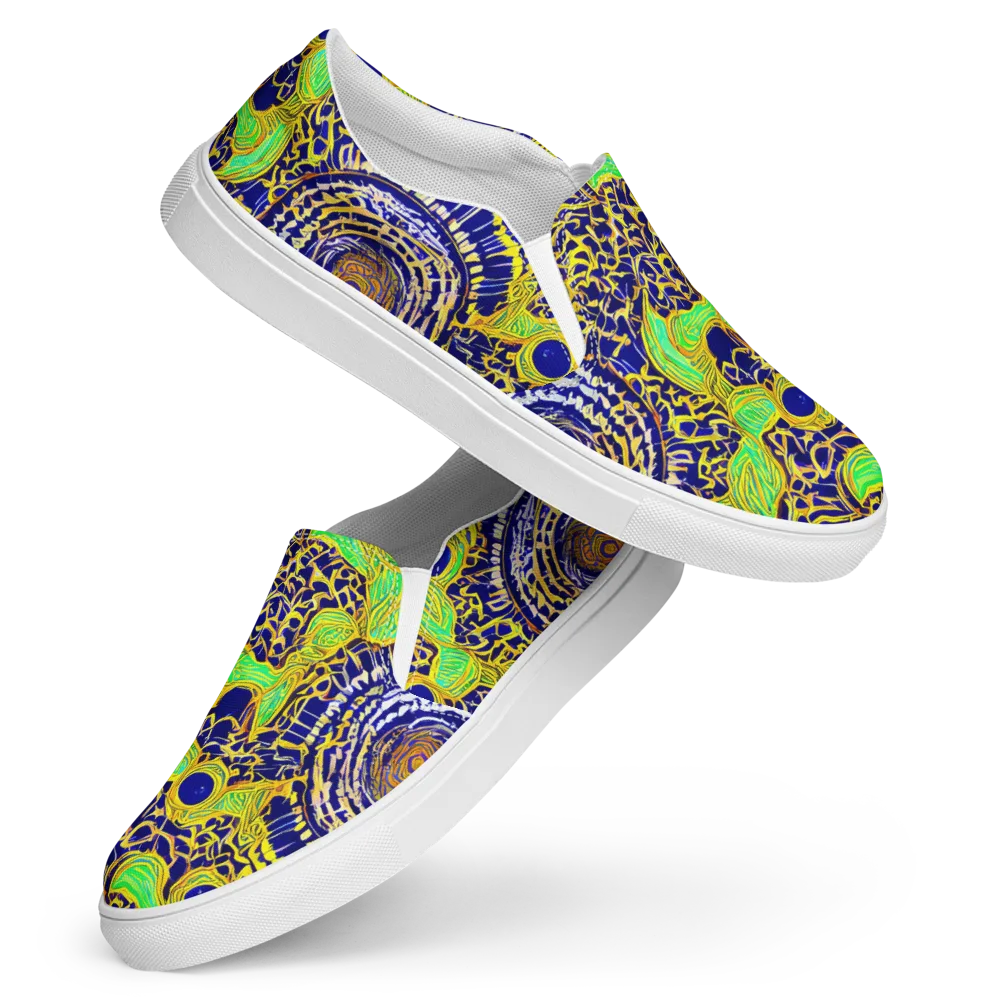 Cobalt Plumage on Women's Slip-On Canvas Shoes — Front