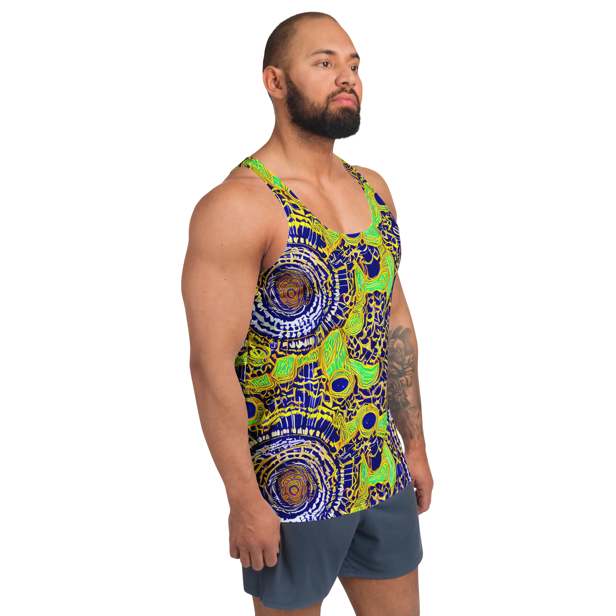 Cobalt Plumage on Men's Tank Top — Right Front